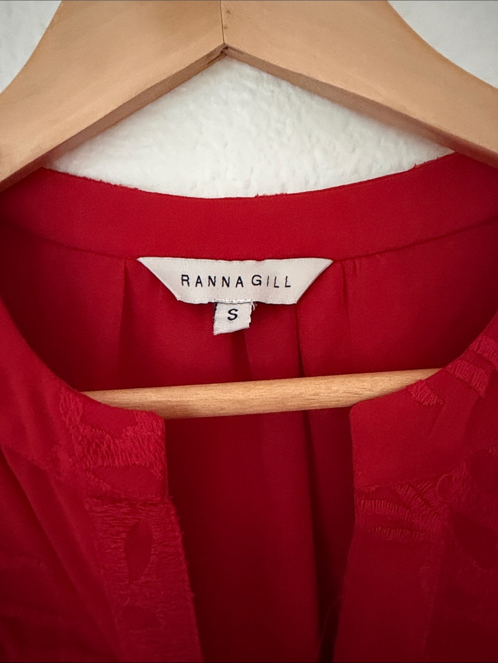 Anthropologie Ranna Gill Scarlette Embroidered Mini Dress in Red small - Picture 4 of 7